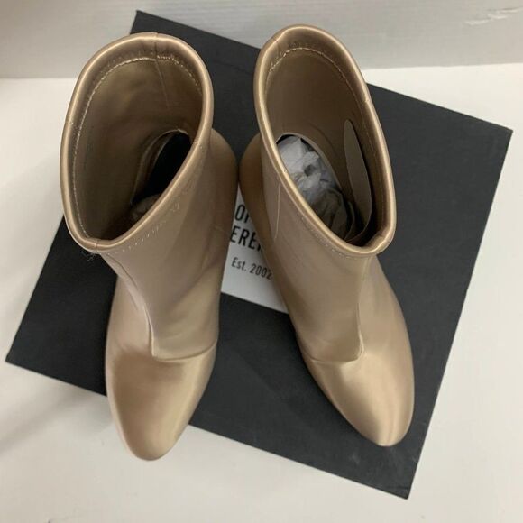 $395 Opening Ceremony Dylan Satin Leather Booties 35EU 5US Tan Champagne - Picture 3 of 11